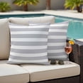 thumbnail image 4 of Grey Stripe Outdoor Waterproof Pillow Covers, Modern Simple Geometric White Striped Decorative Square Throw Pillowcase Sofa Cushion Sham for Patio/Couch/Chair, 18"x18" 2 Pack, 4 of 8