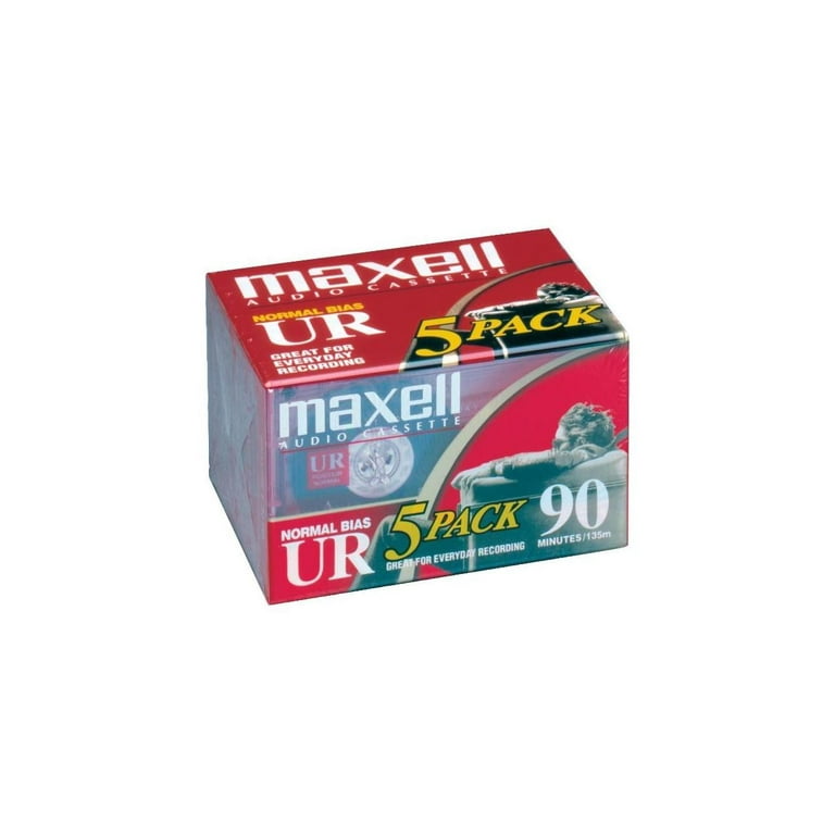 Maxell 90-Minute Normal Bias Cassette Tape 5 Pack for Recording
