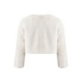 thumbnail image 2 of TSSOE Kids Girls Faux Fur Dress Coat Flower Girl Bolero Shrug Sweater Jacket Princess Cape Winter Party Outerwear White 7-9, 2 of 5