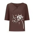 thumbnail image 5 of LEBONYARD Womens Plus Size Tops,Womens Tops Casual Clearance 2024,Women's Cotton and Linen Printed T-shirt for Slimming and Casual Personality Printing Top for Women's Clothing Brown XL, 5 of 6