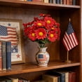 thumbnail image 5 of Beautynvta 4th of July Artificial Flowers, 11.8'' Fake Silk Daisy Flowers, 7 Branches 21 Flowers Patriotic Faux Bouquet for Independence Day Dining Table Arrangement, Red, 5 of 7