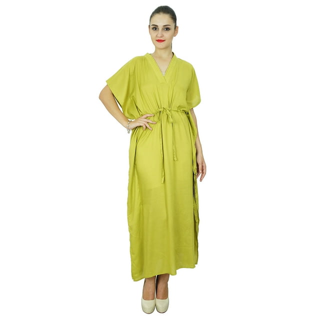 Bimba Long Kaftan Femme en Coton Doux pour la Plage, Maxi