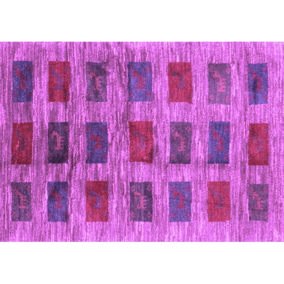 Ahgly Company Indoor Rectangle Abstract Purple Contemporary Area Rugs, 4' x 6'