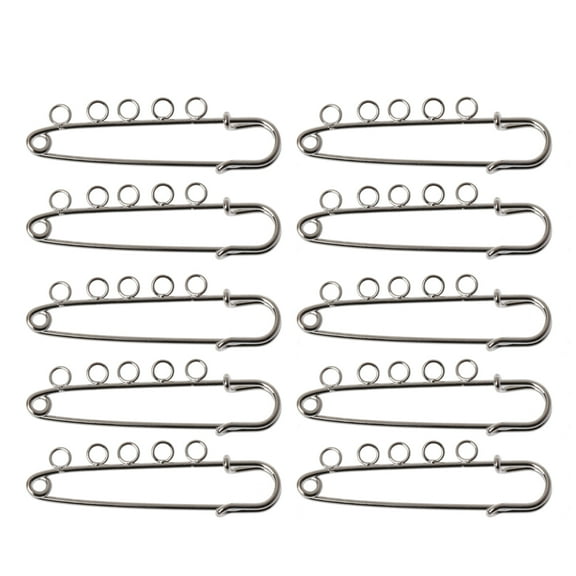Aellinatey Personalized 5 Holes Safety Pins Brooches 10 Pieces Silver Bronze DIY Lapel Pins