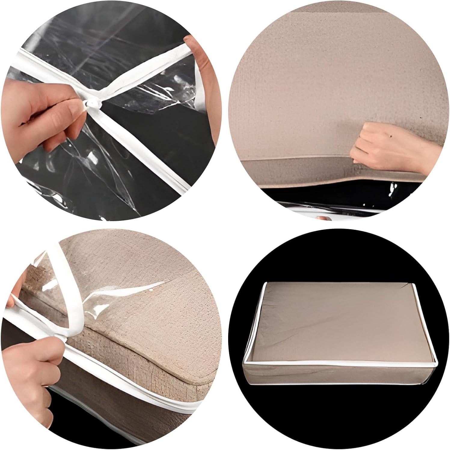 4 Pcs 27.5x25.5x8.6 Inch Plastic Sofa Seat Cushion Covers, Clear Waterproof Sofa Couch Covers, PVC Waterproof Couch Covers, Furniture Sofa Seat Slipcover for Against Pets Clawing Scratching
