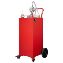 KFFKFF 40-Gallon Portable Fuel Storage Tank with Manual Pump, Mobile Gas and Diesel Container Featuring 4 Wheels and 10 ft Hose, Ideal for Cars, Lawn Equipment, ATVs, Boats, and More, Red