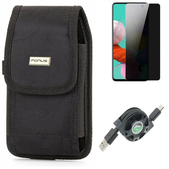 Privacy Screen Protector & Case Belt Clip & USB Cable for Samsung Galaxy S20 Fan Edition - Tempered Glass Anti-Spy   Swivel Holster   Retractable Type-C Combo