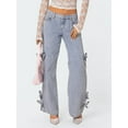 thumbnail image 3 of Biezeib Women Wide Leg Denim Pants Casual Cute Bow Loose Cargo Jeans Trousers for Work Office Streetwear, 3 of 6