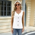 thumbnail image 4 of FLMEI Womens Tank Sleeveless Tops Solid Color Crewneck Vest Summer Casual Fashion Button Embellished T-Shirt Vest for Women S-XXL, 4 of 9