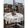 thumbnail image 2 of Outdoor Tablecloth with Umbrella Hole for Patio/Picnic/Party/Camping, Coastal Nautical Waterproof Table Cloth Round Cover Washable, Beach Ocean Starfish Seashells Coral (Dia 54"), 2 of 8