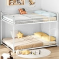 thumbnail image 3 of Zimtown Full-over-Full Bunk Bed, Low Profile Junior Bunk Bed Frame, White, 3 of 10