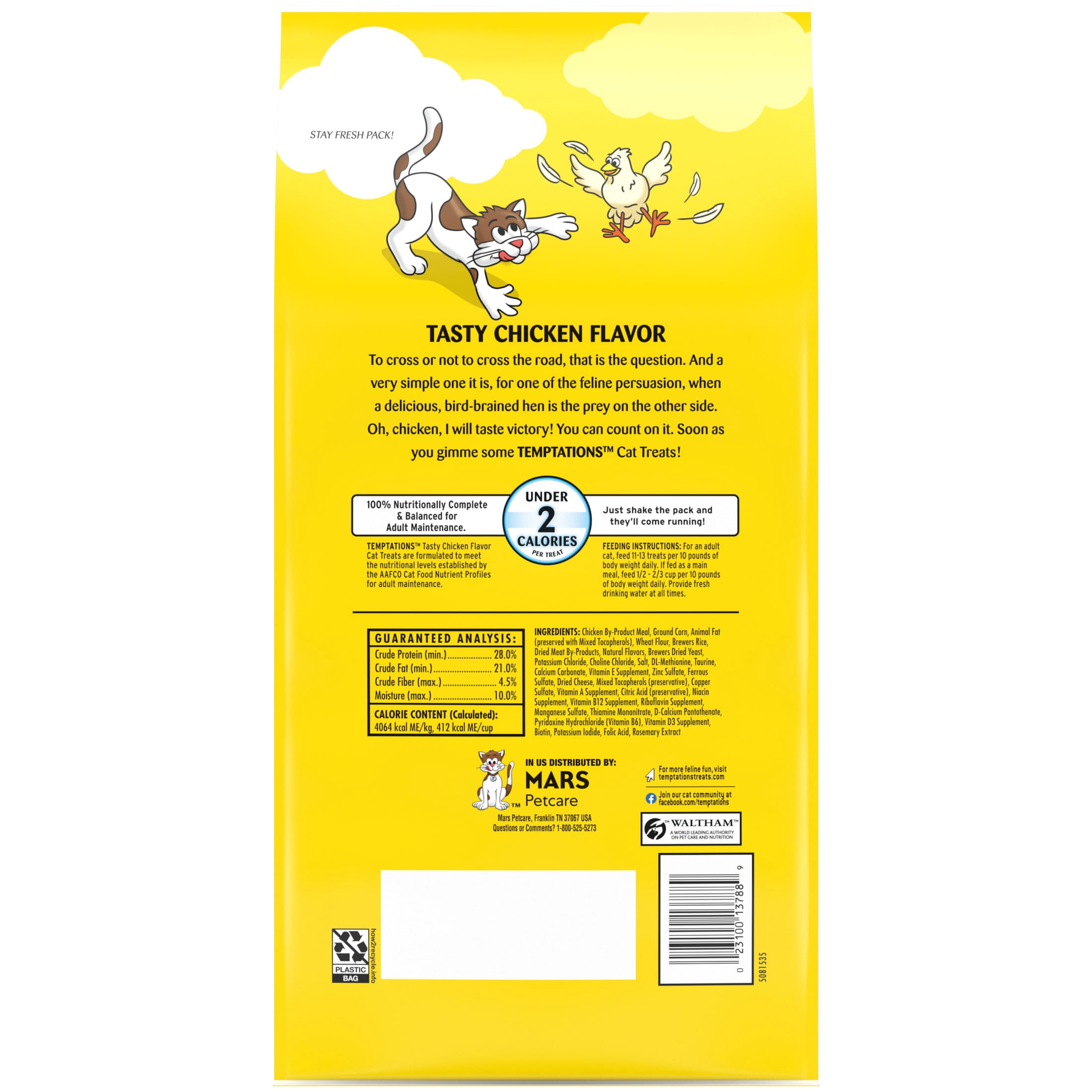 (4 pack) Temptations Classic Tasty Chicken Flavor Crunchy And Soft Treats For Cats, 48 Oz Pouch