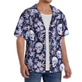 thumbnail image 3 of Salouo Skull flower crystal Pattern Cuban Collar Shirts for Men Button-Down Shirt Men's Short Sleeve Shirts Hawaiian Shirts Casual Shirts -X-Large, 3 of 6