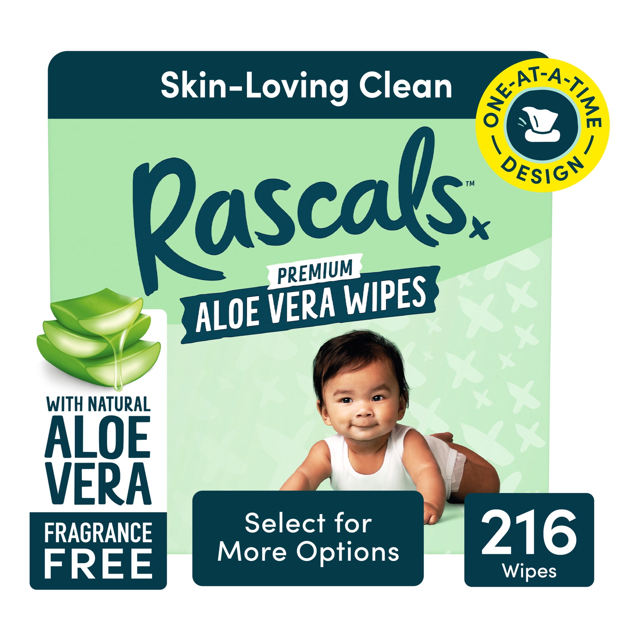 Rascals Premium Aloe Vera Wipes, 216 Count