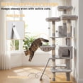 thumbnail image 4 of FOOWIN 70.8" Large Cat Tree for Indoor Cats, Multi-Level Tower with Sisal Scratching Posts, Condo House and Activity Center, Gray, 4 of 10