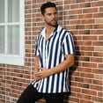 thumbnail image 3 of IDOPIP Mens Summer Striped Shirts Button Down Short Sleeve Vintage Beach Hawaiian Shirts, 3 of 9