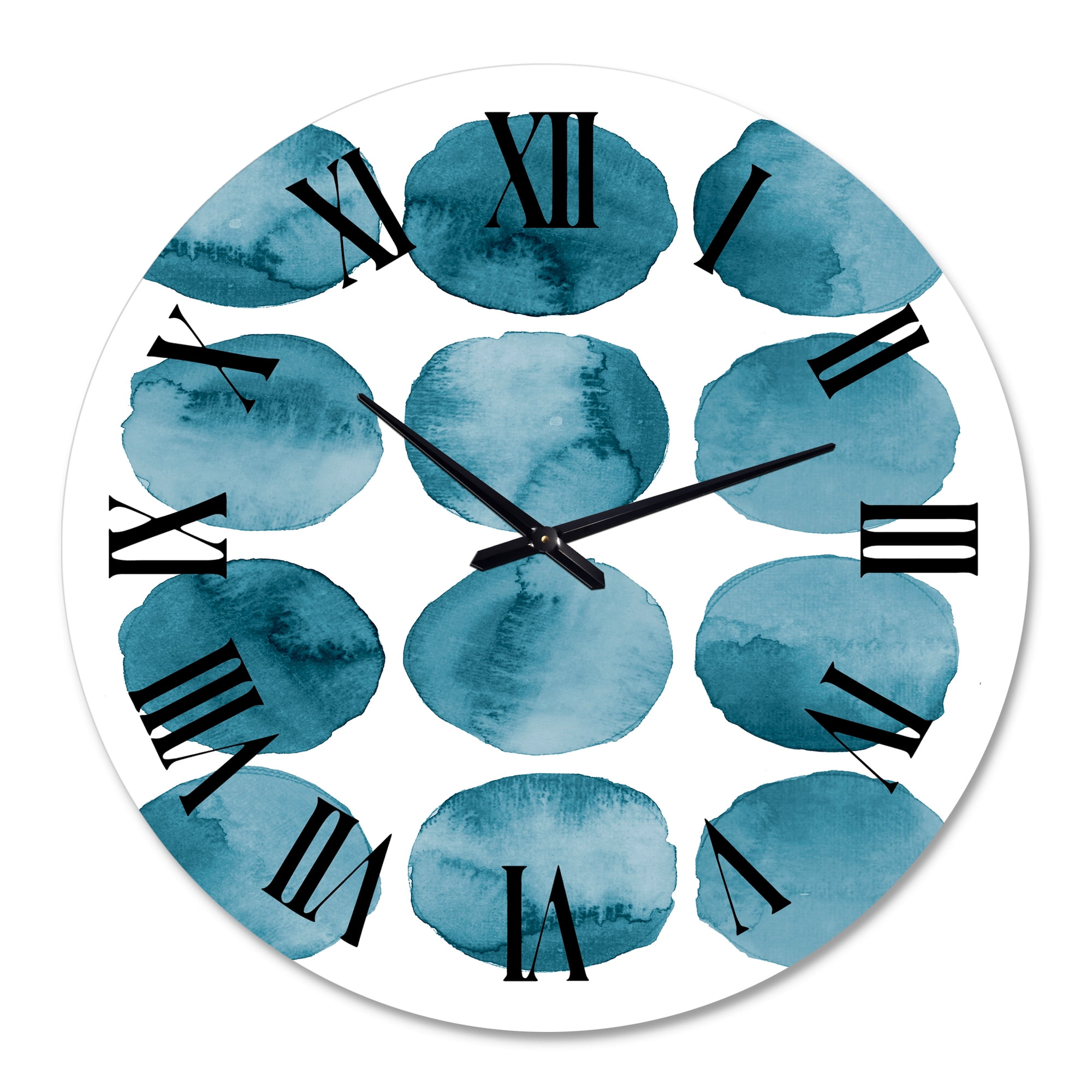 Designart 'Aquamarine Circles Blue Geometric Elements' Modern Wall Clock