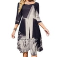 thumbnail image 2 of Enlighten Robe Évasée Col Carré Robe Élégante Mode Féminine Imprimée Livre Surréaliste Clair, 2 of 5