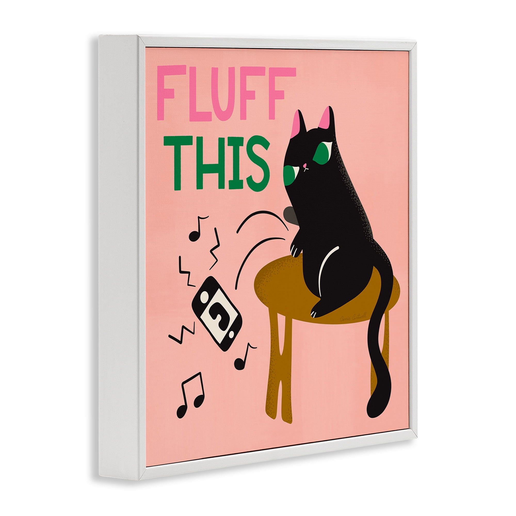 Stupell Industries Fluff This Angry Cat Animals & Insects Painting White Framed Art Print Wall Art, 24 x 24