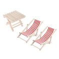 thumbnail image 2 of 1 Ensemble 1/12 Mini Maison Miniature Modèle de Mobilier Chaise Longue en Bois Chaise de Plage Ensemble pour Enfants (Rouge 2 Pcs Chaise Longue et 1 Pce Table de Plage Pliable), 2 of 5