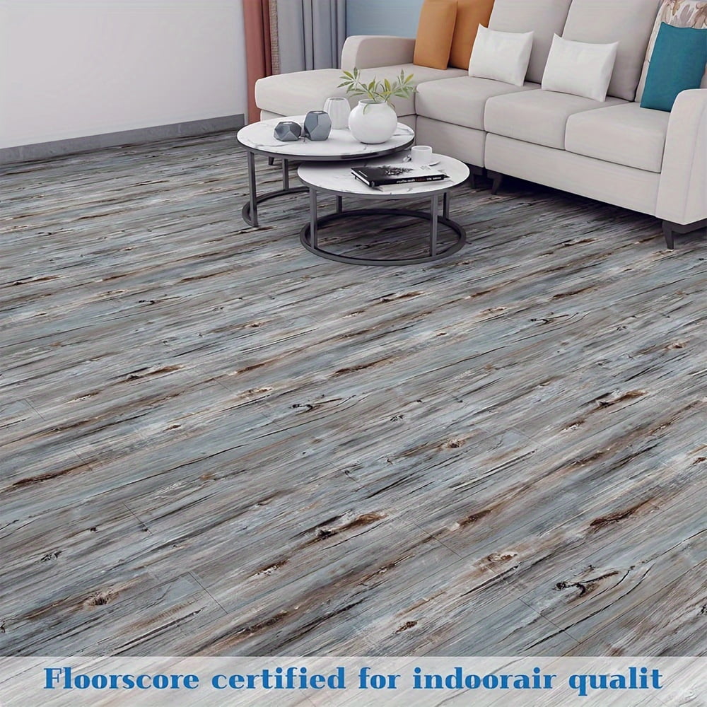Waterproof Peel and Stick Floor Tile, （NO Sticky Residue Left）Wood Plank Vinyl Tile Stickers, Self-Adhesive DIY Flooring Tiles for Bedroom, Living Room, Bathroom