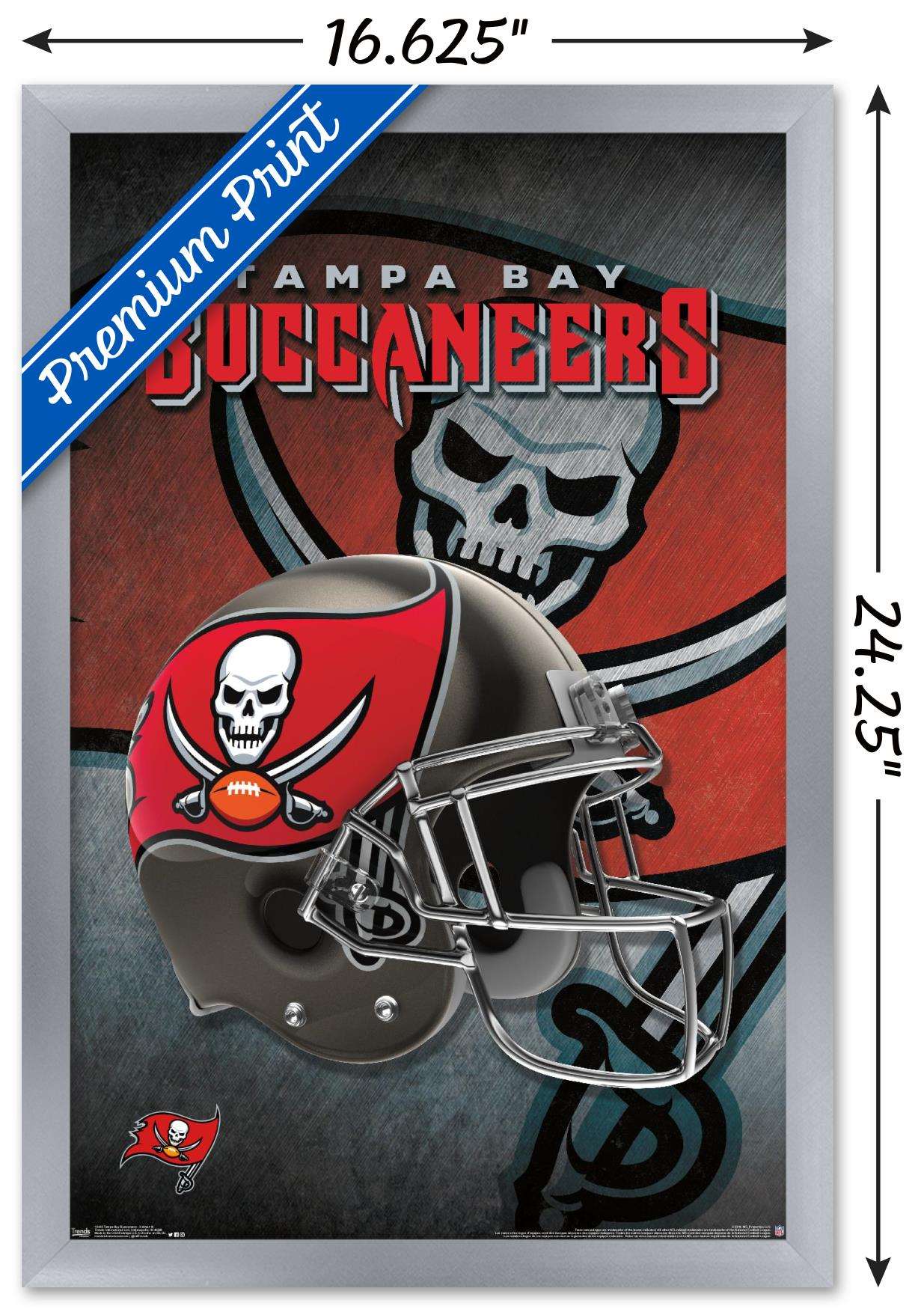 NFL Tampa Bay Buccaneers - Helmet 16 Wall Poster, 14.725" x 22.375", Framed
