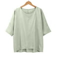 thumbnail image 2 of Womens Tops Loose Button Shirt Top Stand Solid Color Sleeve Collar Casual Shirt Cotton And Linen Slim Elegant With Side Splits Waist Festivals Package Size 30X25X1Cm 4Xl Shirts for Women, 2 of 9