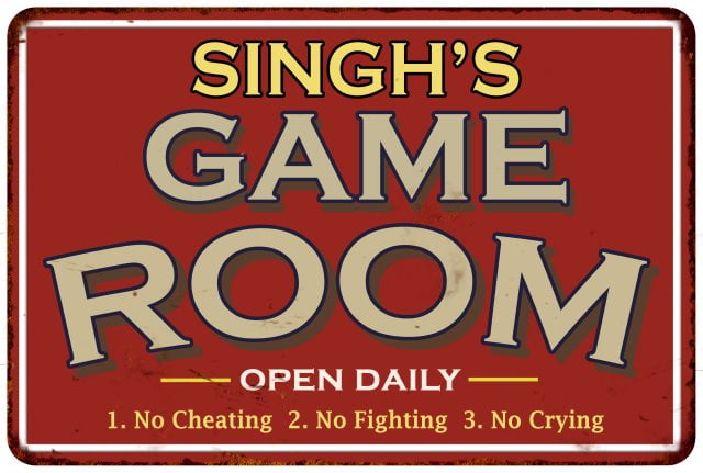 Vintage Red Aluminum Game Room Wall Sign 8x12