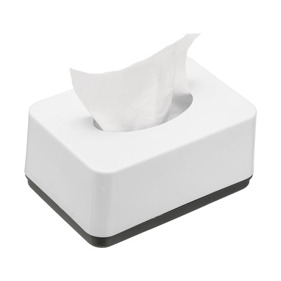 Uxcell Tissue Box Cover, Plastic Rectangle Modern Facial Tissue Box Holder Desktop Napkin Organizer Container for Living Room Bedroom Office Hotel Desk Car, White