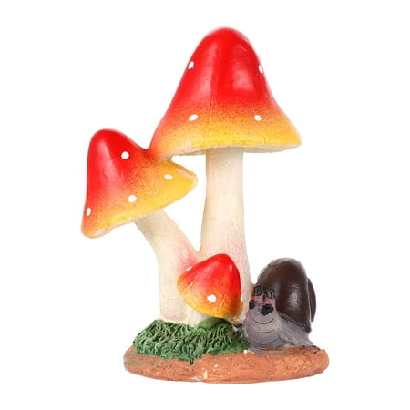 

HEMOTON Mini Mushroom Ornaments Resin Adorable Animal Miniature Garden Decoration