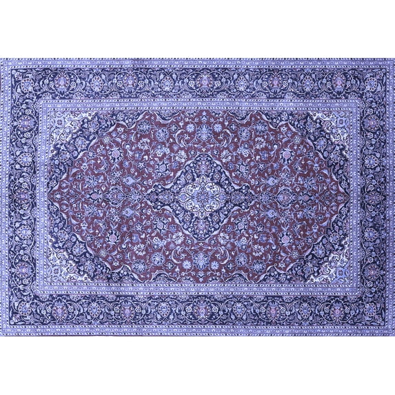 Ahgly Company Machine Washable Indoor Rectangle Persian Blue Traditional Area Rugs, 8' x 10'