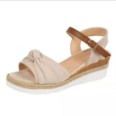

Juebong Sandals clearance Espadrilles Wedges Sandals for Women Girls Open Toe Buckle Ankle Strap Flatform Casual Sandal Shoes