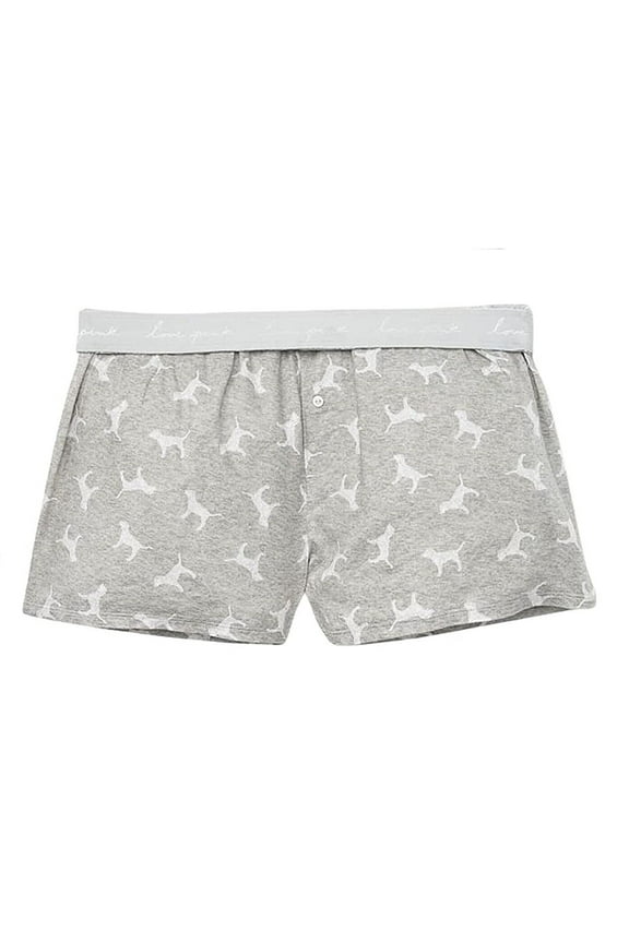 Pink Flannel Pajama Sleep Short Boxy Color Gray Dog Size Medium NWT