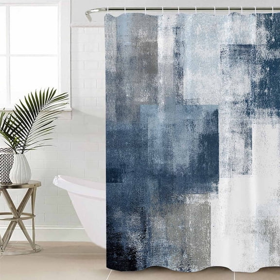 Blue Waterproof Fabric Shower Curtain, Retro Oil Painted Modern Abstract Art Shower Curtain for Bathroom Curtains Bathtubs Hotel Washable Shower Curtains with 12 Hooks Small 36x78in