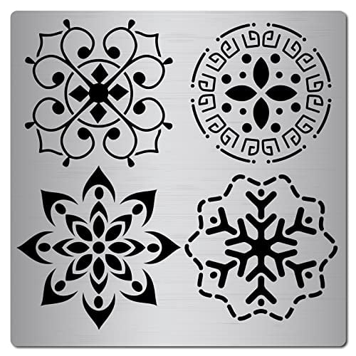 BENECREAT Snowflake Pattern Stainless Steel Stencil Template, 6.14x6.14inch  Metal Journal Stencils Templates Tool for Wood Burning Pyrography and