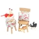 thumbnail image 2 of Juego de sillas en miniatura para casa de muñecas a escala 1/12 con caja de costura, mesa de comedor y silla. Estilo B, 2 of 9