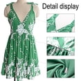 thumbnail image 3 of Vestido casual con volantes y correa de espagueti ajustable con cuello cruzado floral de verano para mujer Adepaton  BST2000102-3, 3 of 6