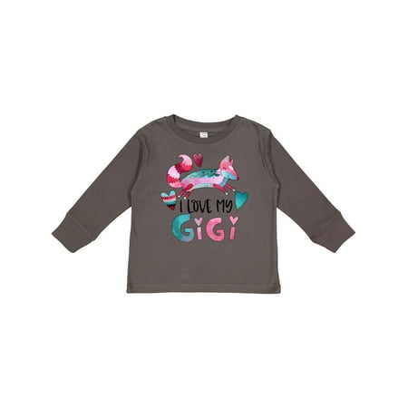 

Inktastic I Love My Gigi Pink and Blue Fox with Hearts Gift Toddler Boy or Toddler Girl Long Sleeve T-Shirt
