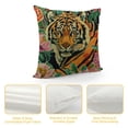 thumbnail image 4 of Tiger Print Pillow Case Pink Green and Turquoise Black Colorful Stripe Throw Cover Chinoiserie Animal Cushion  Rustic Decorative Pillowcase Home Decor, 4 of 5