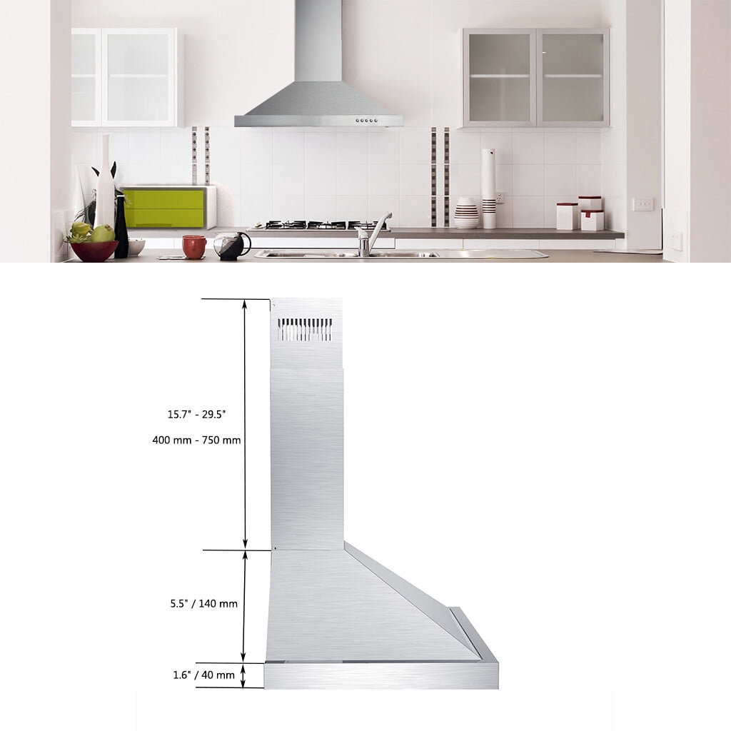Joeaonz 30-Inch Chimney Hood with Stainless Steel Filters & LED Lighting
