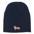 thumbnail image 5 of Corgi Dog Embroidered Knitted Short Beanie - Navy OSFM, 5 of 5