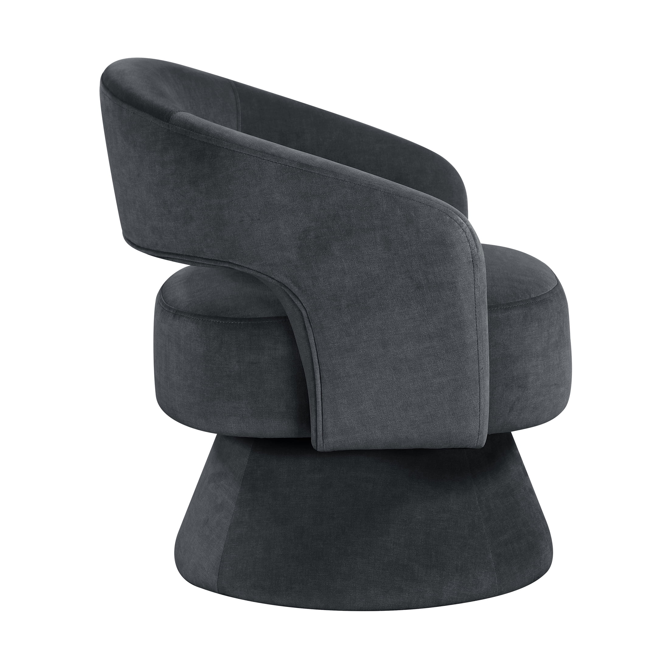 OakvillePark Alderwyn Velvet Swivel Chair with Round Base, Dark Gray