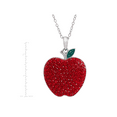 thumbnail image 4 of Women's Finecraft Apple Pendant Necklace with Crystals in Sterling Silver, 18", 4 of 6