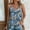Blue, variant on Spaghetti Straps Cami Top For Women Flower Print Sleeveless T-Shirt Womens Sexy Pleated Tank Top Crew Neck Casual Comfortable T Shirt Women's 2024 Summer Tops