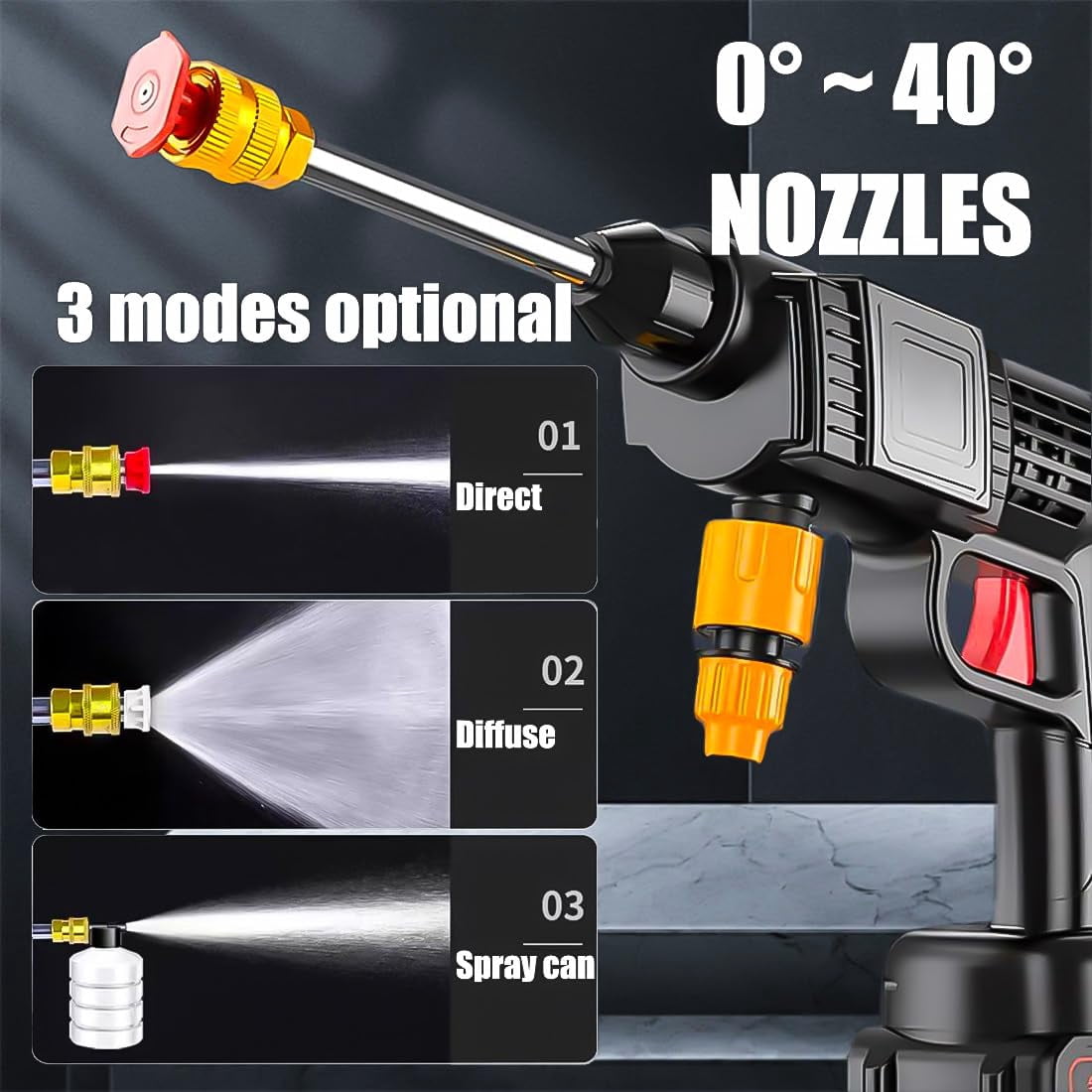 Portable Jet Power Washer, 2026 New Cordless Pressure Washer 2.0, 435PSI Handheld Water High Pressure Cleaner, 12000 mAh Battery Powered, with 6-in-1 Nozzle for Spray, Sweep, Foam (1*Battery)