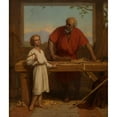 thumbnail image 3 of Jules Richomme 12x14 Black Modern Framed Museum Art Print Titled - Saint Joseph and the Child (1870), 3 of 5