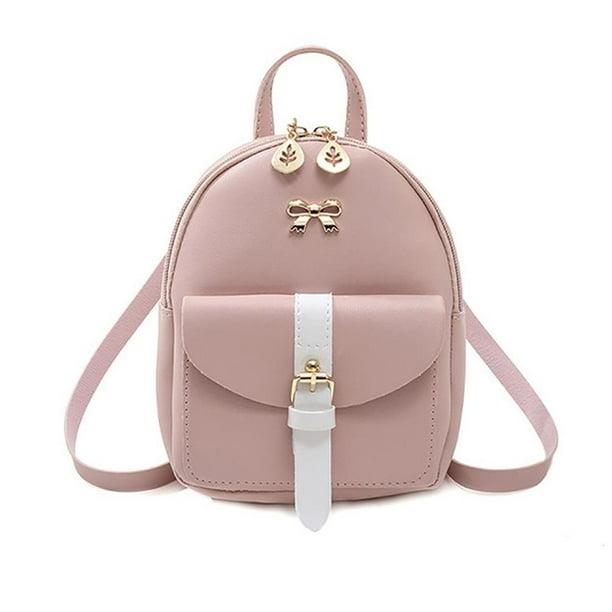 Qarigey Mini con decoración de lazo para mujer, de cuero PU, escolar de Color sólido para fiesta de compras Mochilas No.1 Qarigey AP006182-01
