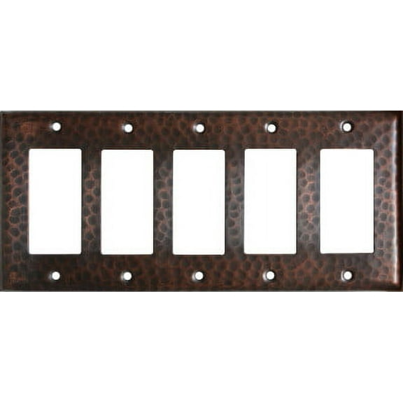 Quintuple Decora Hammered Copper Switch Plate