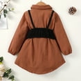 thumbnail image 4 of Kucnuzki Infant Baby Girl Clothes 18 Months Fall Winter Dress 24 Months Long Sleeve Solid Color Button-Up Lapel Shirtdress Vest 2PCS Set Brown, 4 of 7