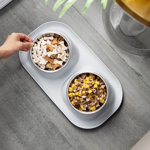 Comedero elevado todo en uno para gatos y perros | Diseño ergonómico con patas altas que reduce la tensión en el cuello | Plástico transparente antideslizante | Fácil de limpiar | Plato para comida